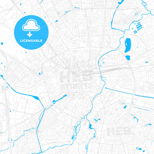 Eindhoven, Netherlands PDF vector map with water in focus