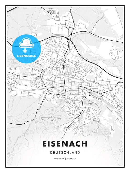 Eisenach, Germany, Modern Print Template in Various Formats - HEBSTREITS Sketches