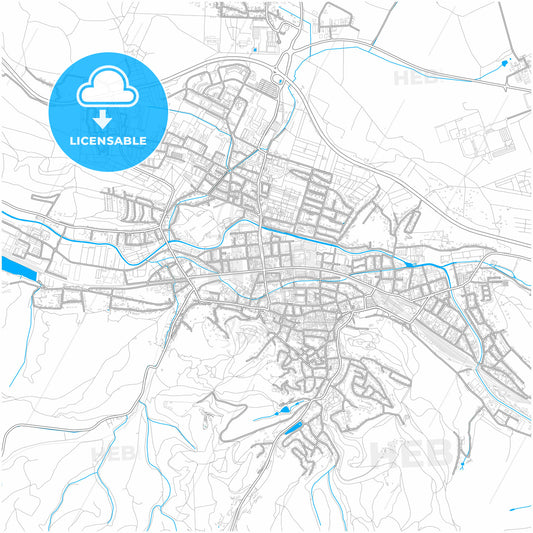 Eisenach, Thuringia, Germany, city map with high quality roads.