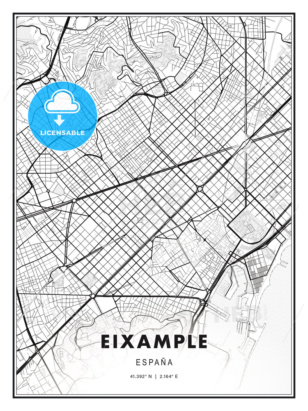 Eixample, Spain, Modern Print Template in Various Formats - HEBSTREITS Sketches