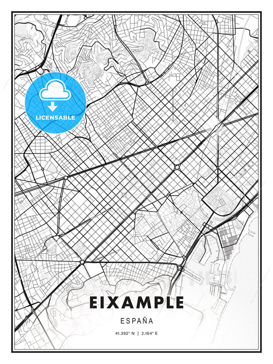 Eixample, Spain, Modern Print Template in Various Formats - HEBSTREITS Sketches