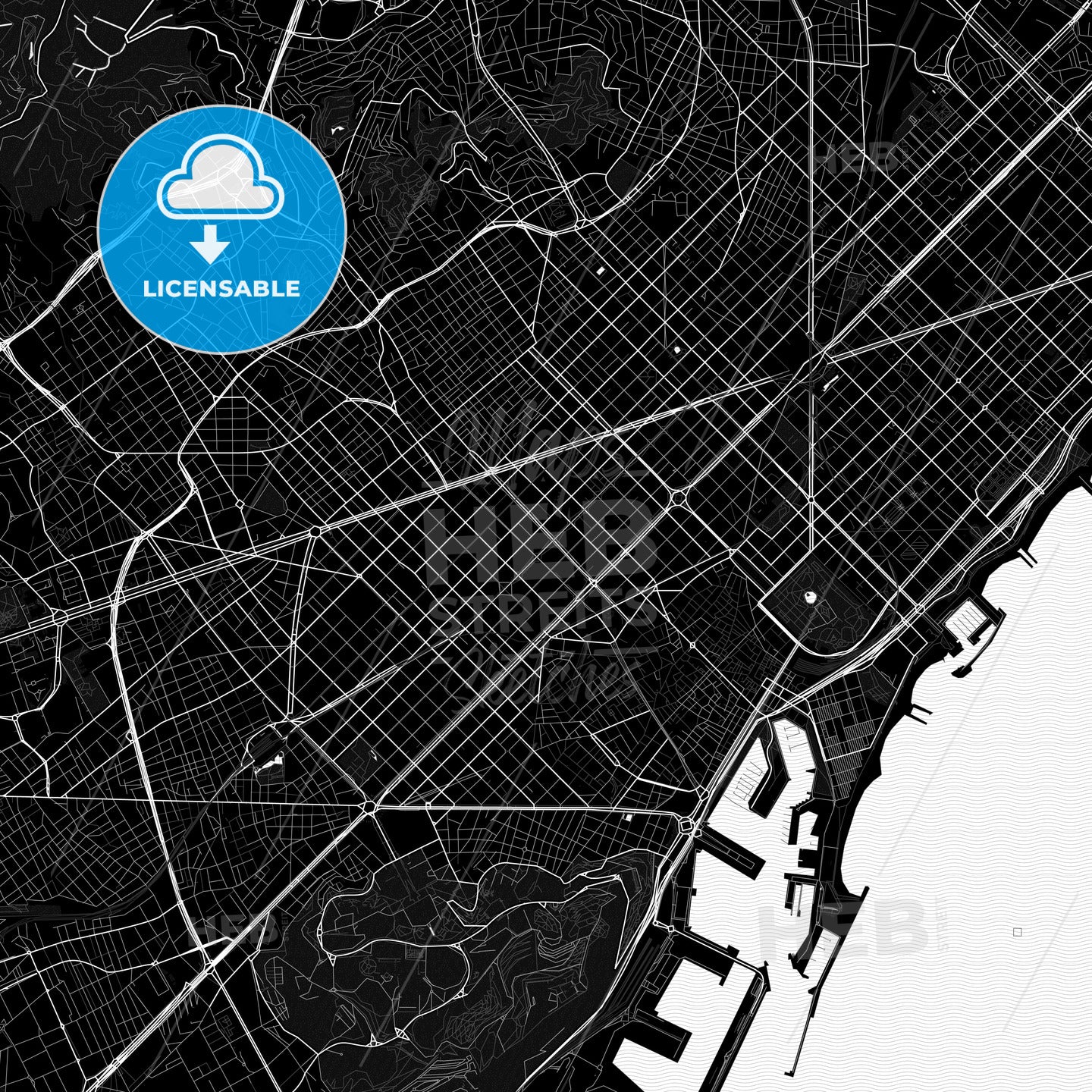 Eixample, Spain Pdf Vector Map Black And White – HEBSTREITS