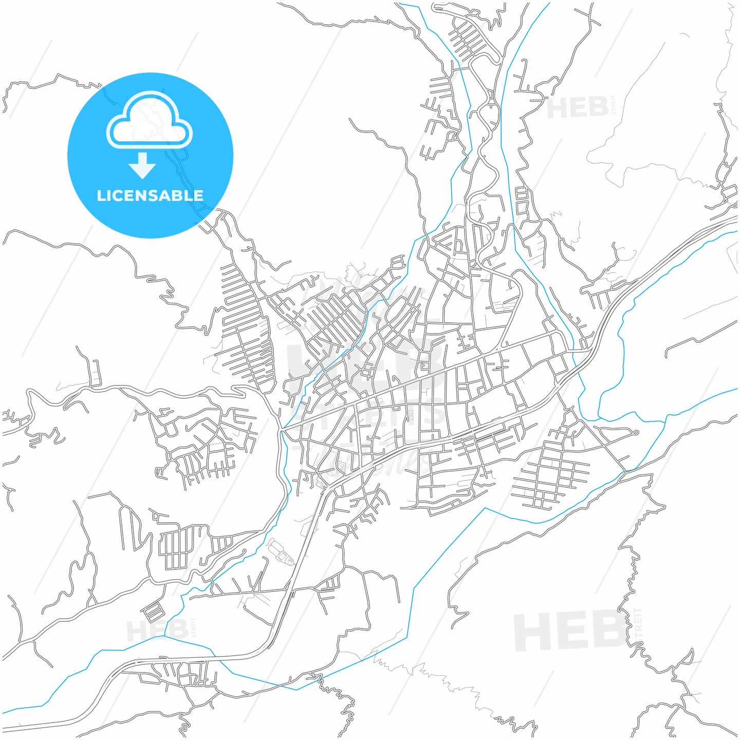 Ejido, Venezuela, city map with high quality roads.