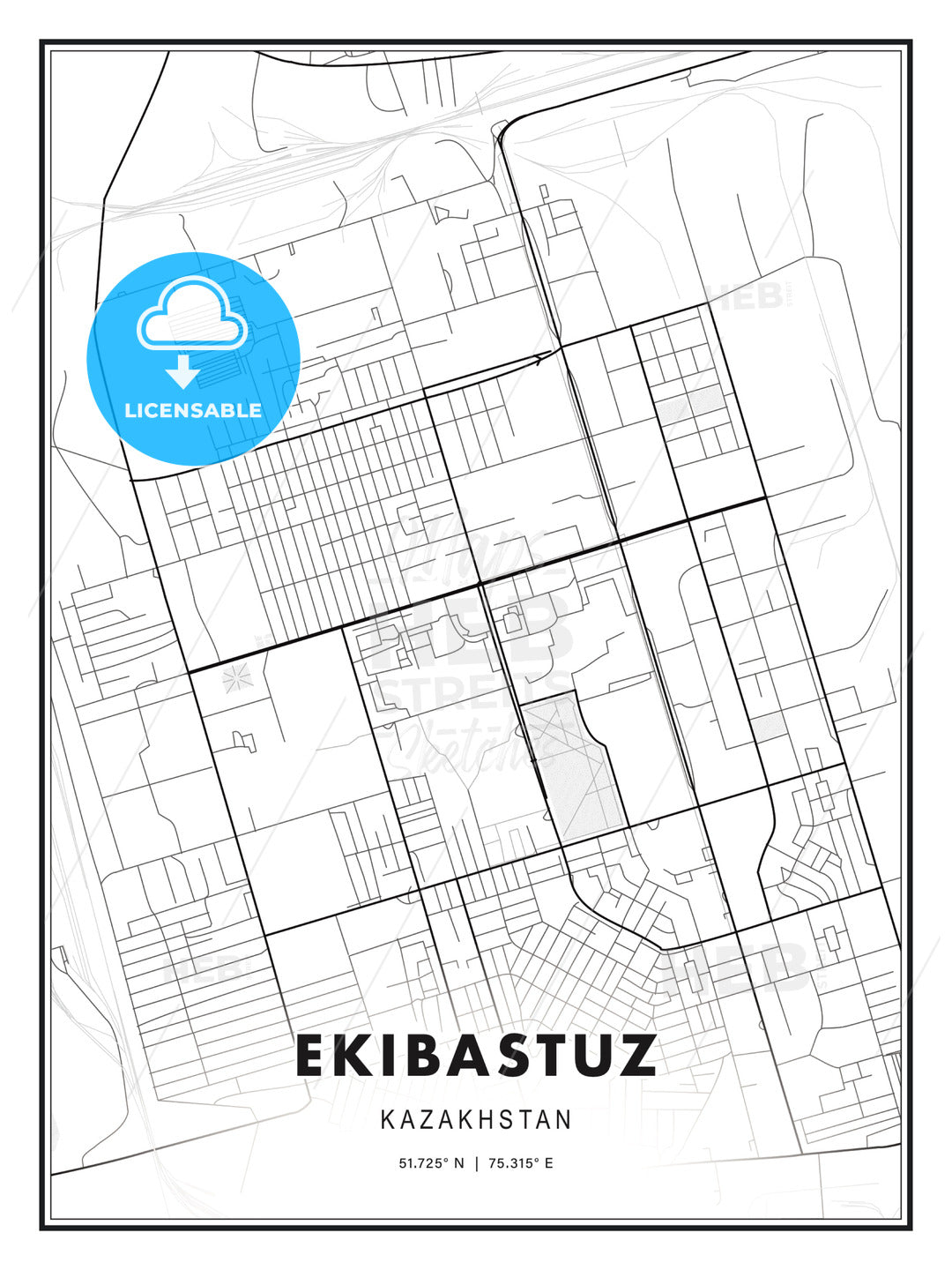 Ekibastuz, Kazakhstan, Modern Print Template in Various Formats - HEBSTREITS Sketches