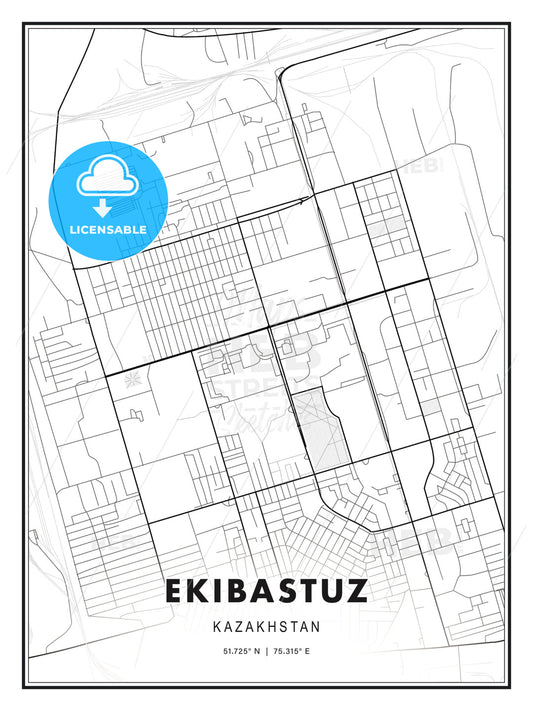 Ekibastuz, Kazakhstan, Modern Print Template in Various Formats - HEBSTREITS Sketches
