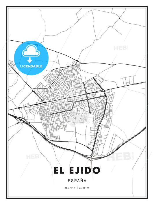 El Ejido, Spain, Modern Print Template in Various Formats - HEBSTREITS Sketches