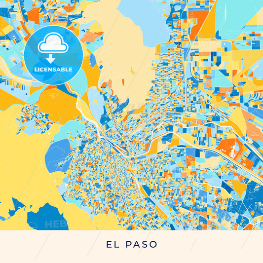 El Paso colorful map poster template