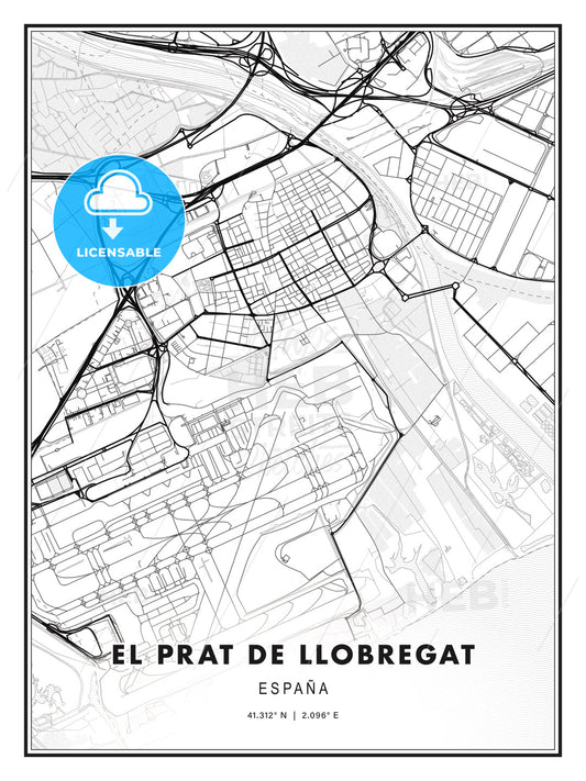 El Prat de Llobregat, Spain, Modern Print Template in Various Formats - HEBSTREITS Sketches