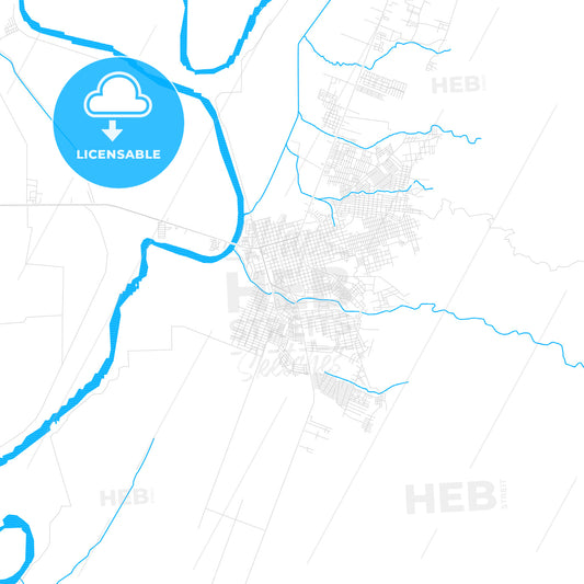 El Progreso, Honduras PDF vector map with water in focus