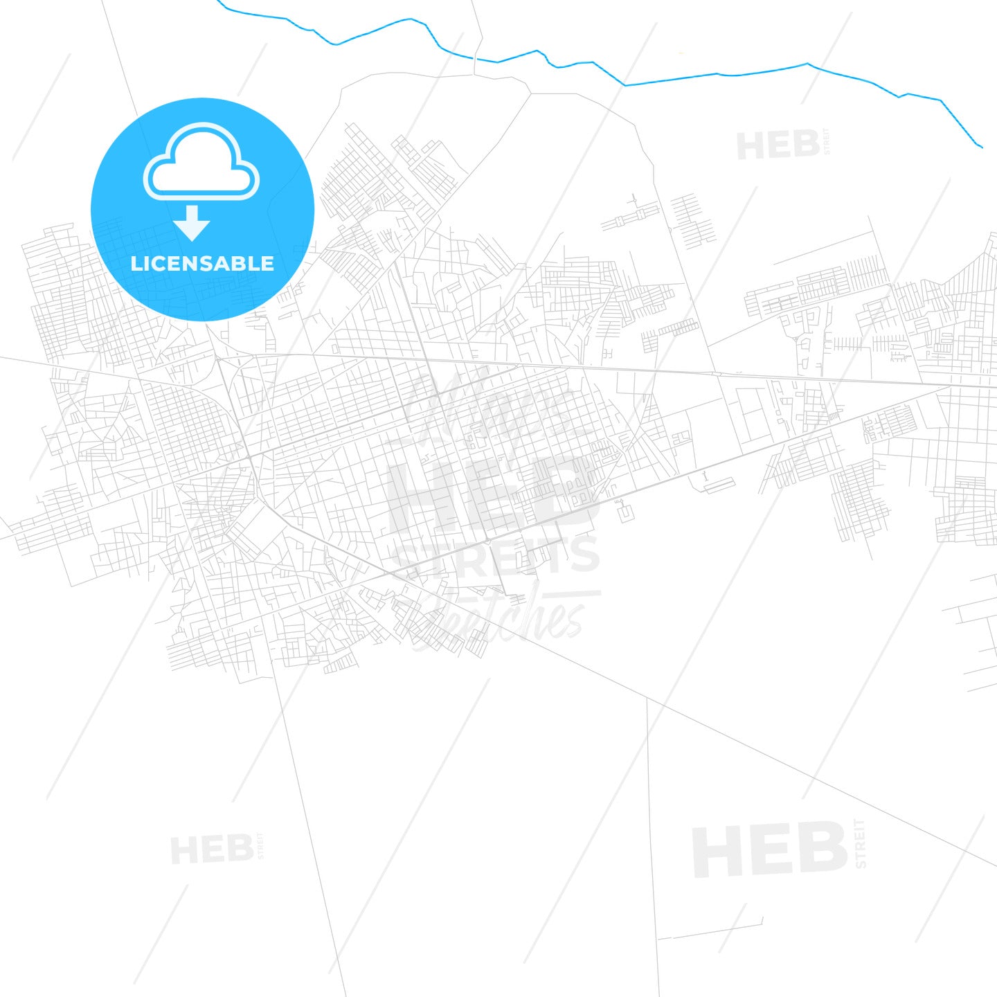El Tigre, Venezuela PDF vector map with water in focus
