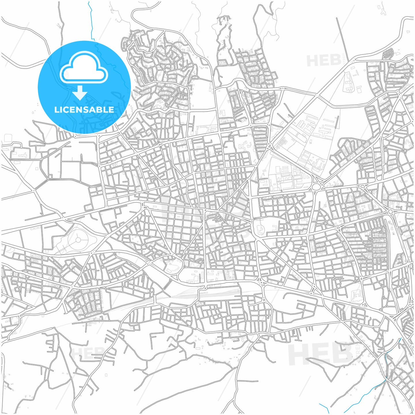 Elâzığ, Elâzığ, Turkey, city map with high quality roads.