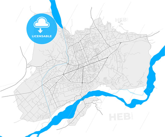 Elbasan, Albania, high quality vector map