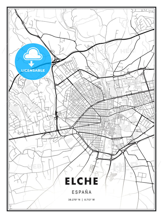 Elche, Spain, Modern Print Template in Various Formats - HEBSTREITS Sketches