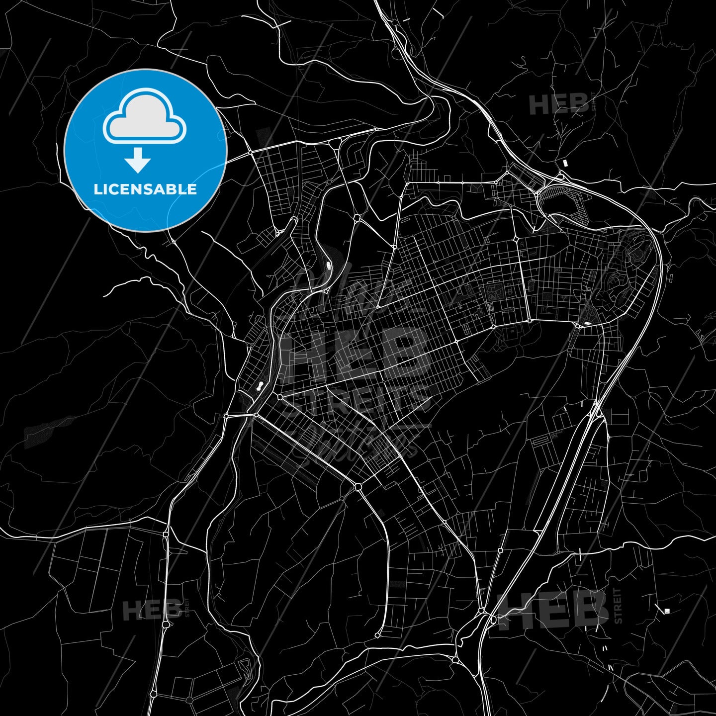 Elda, Spain Pdf Vector Map Black And White – HEBSTREITS