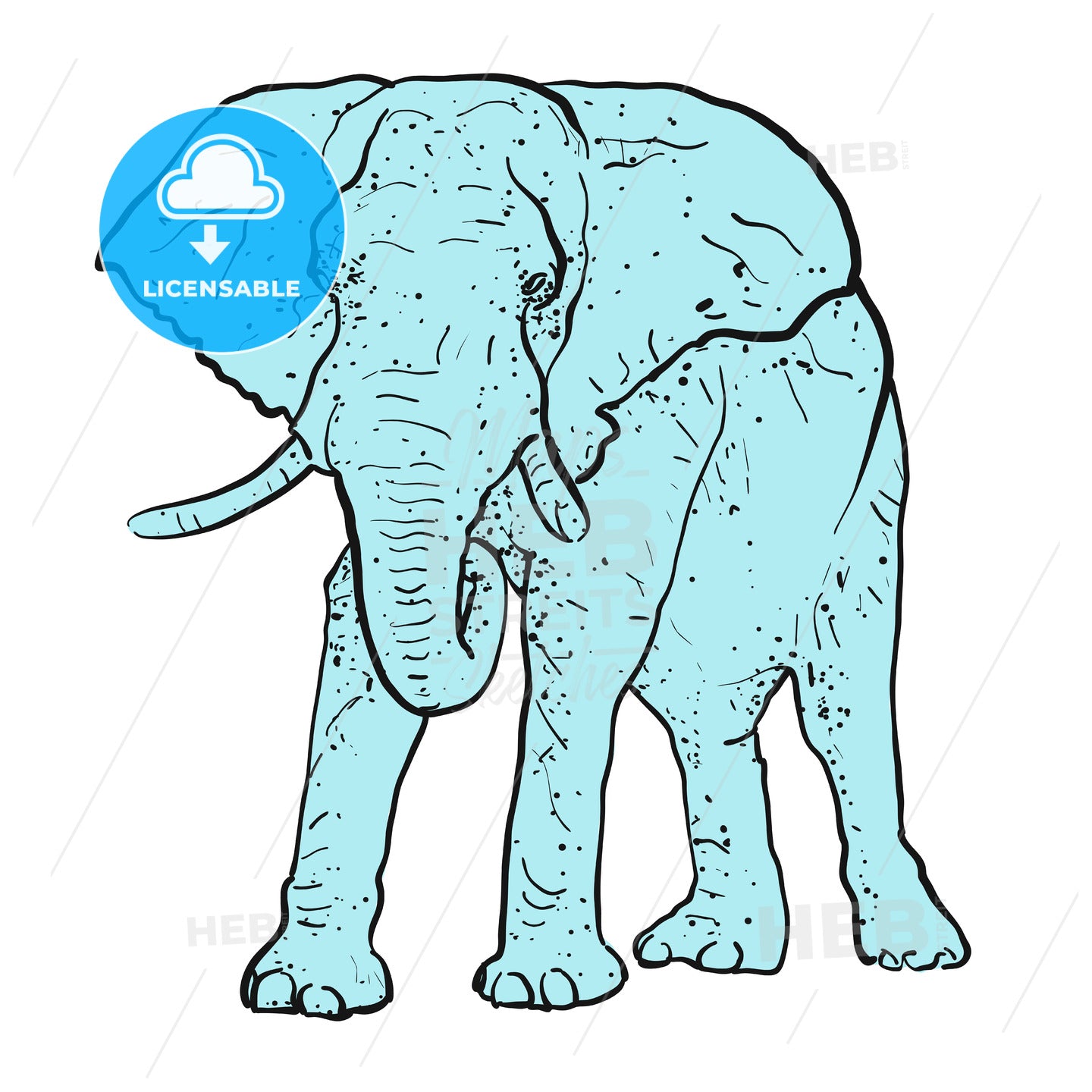 Elephant Outline dots colored blue – instant download