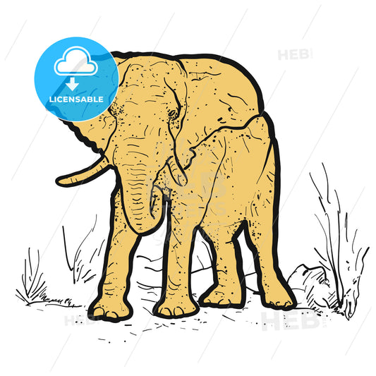 Elephant Outline dots colored yellow – instant download