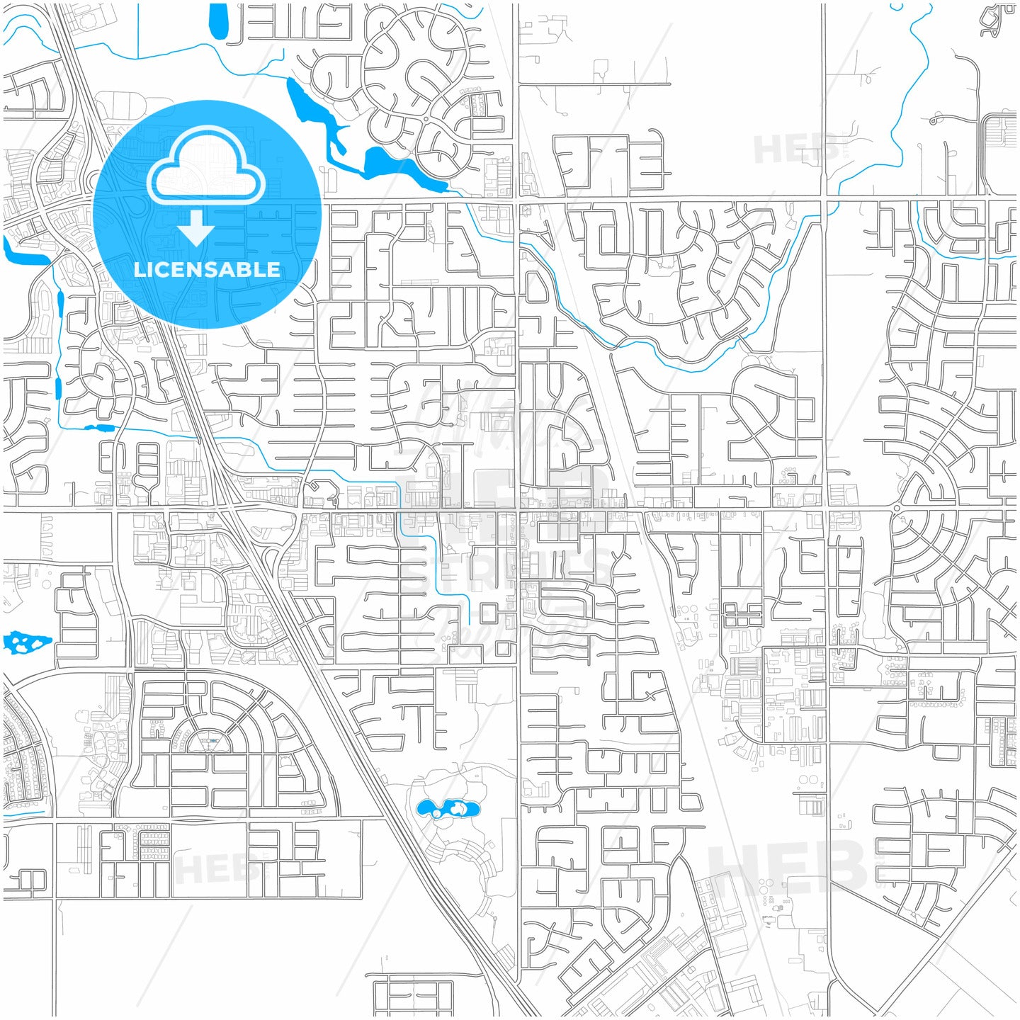 Elk Grove, California, United States, city map with high quality roads.