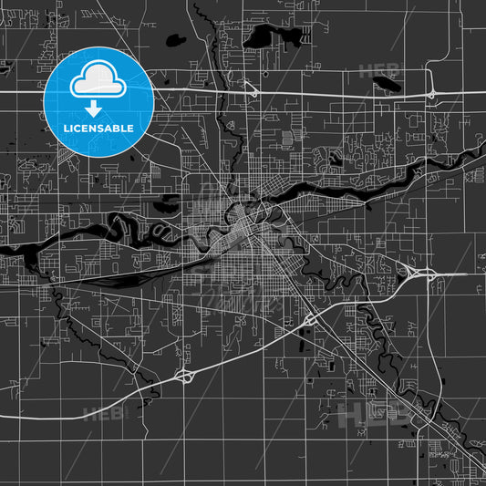 Elkhart, Indiana - Area Map - Dark