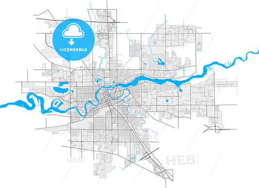 Elkhart, Indiana, United States, high quality vector map