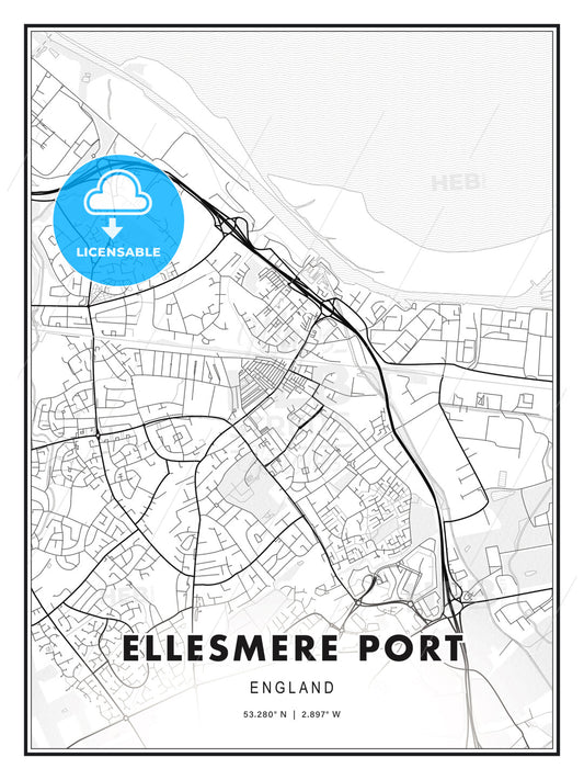 Ellesmere Port, England, Modern Print Template in Various Formats - HEBSTREITS Sketches