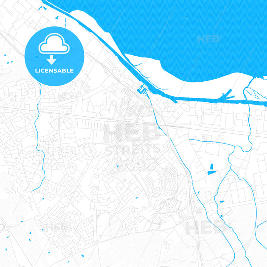 Ellesmere Port, England PDF vector map with water in focus