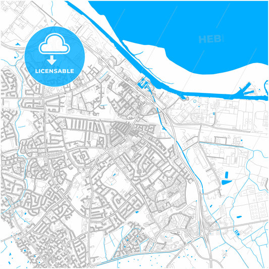 Ellesmere Port, North West England, England, city map with high quality roads.