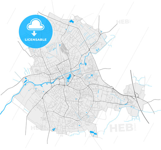 Elmshorn, Schleswig-Holstein, Germany, high quality vector map