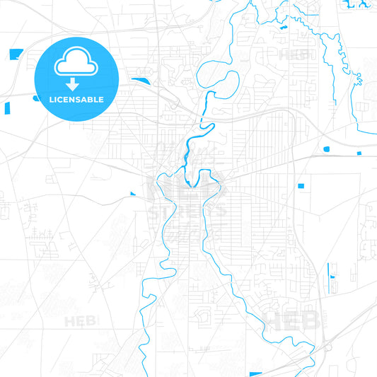 Elyria, Ohio, United States, PDF vector map with water in focus