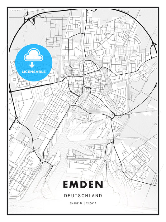 Emden, Germany, Modern Print Template in Various Formats - HEBSTREITS Sketches