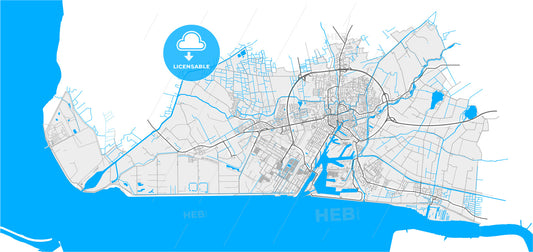 Emden, Lower Saxony, Germany, high quality vector map