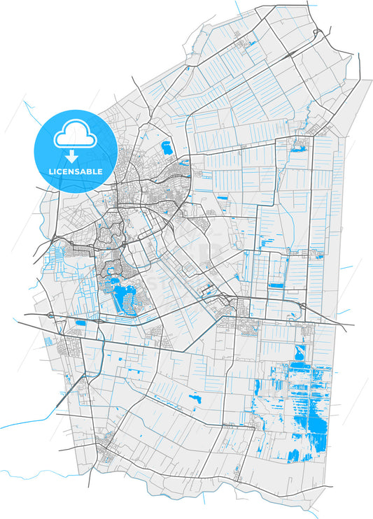 Emmen, Drenthe, Netherlands, high quality vector map