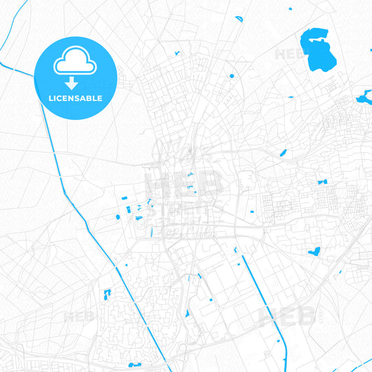 Emmen, Netherlands PDF vector map with water in focus