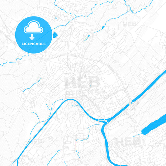 Emmen, Switzerland PDF vector map with water in focus