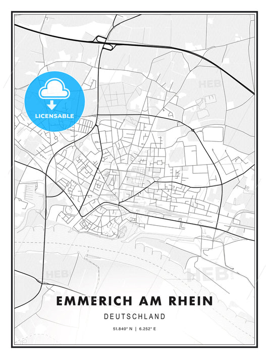Emmerich am Rhein, Germany, Modern Print Template in Various Formats - HEBSTREITS Sketches