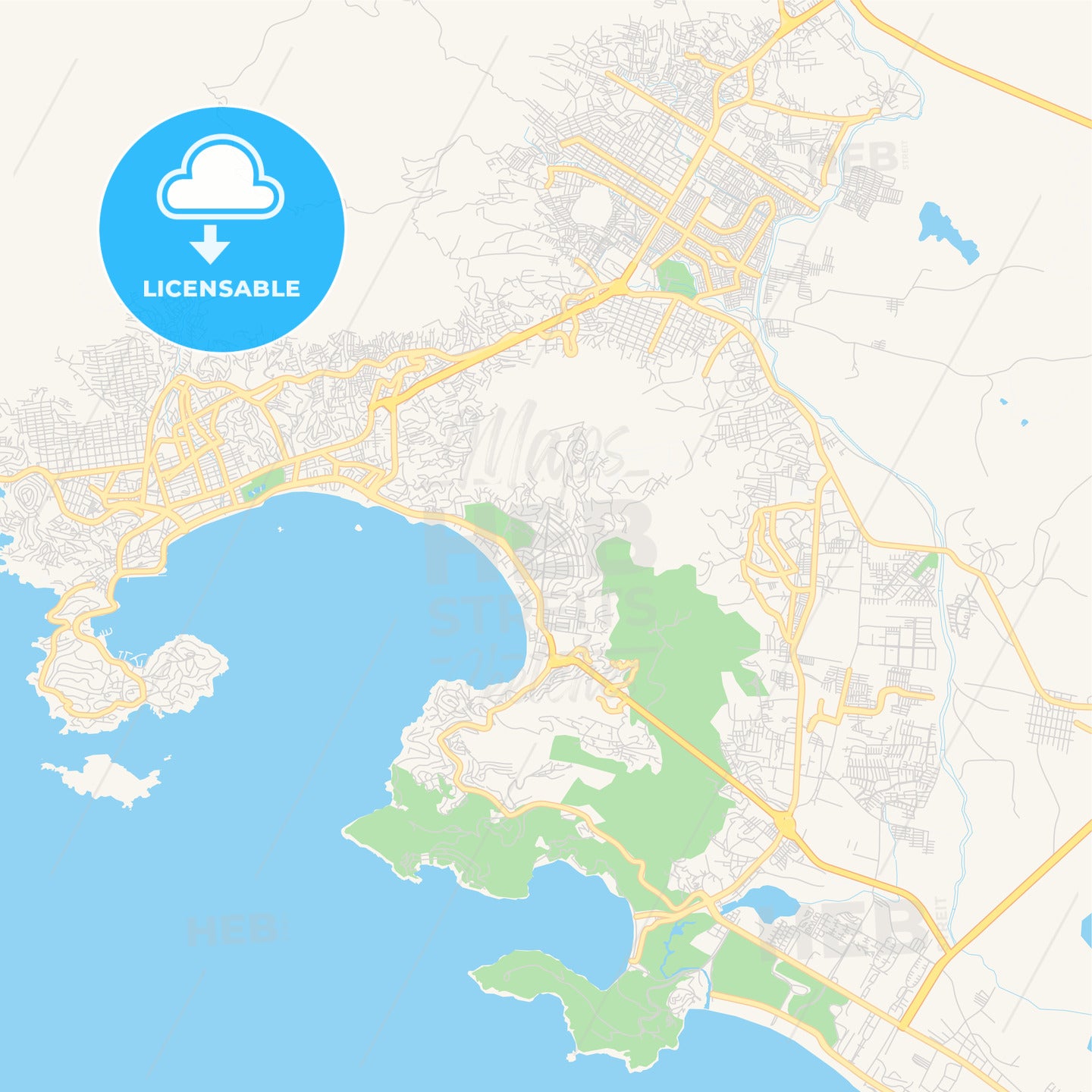 Empty vector map of Acapulco, Guerrero, Mexico