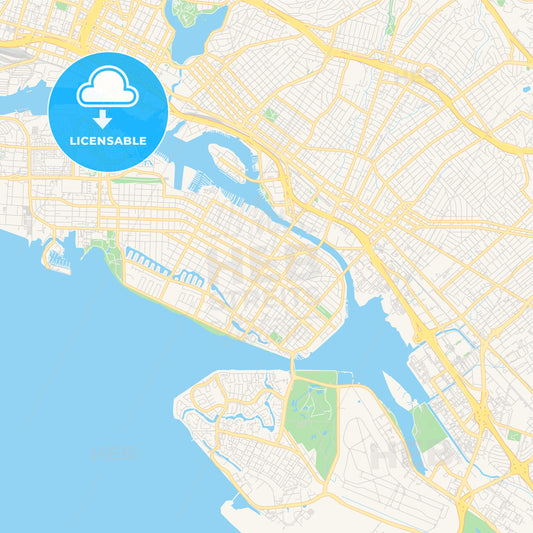 Empty vector map of Alameda, California, USA