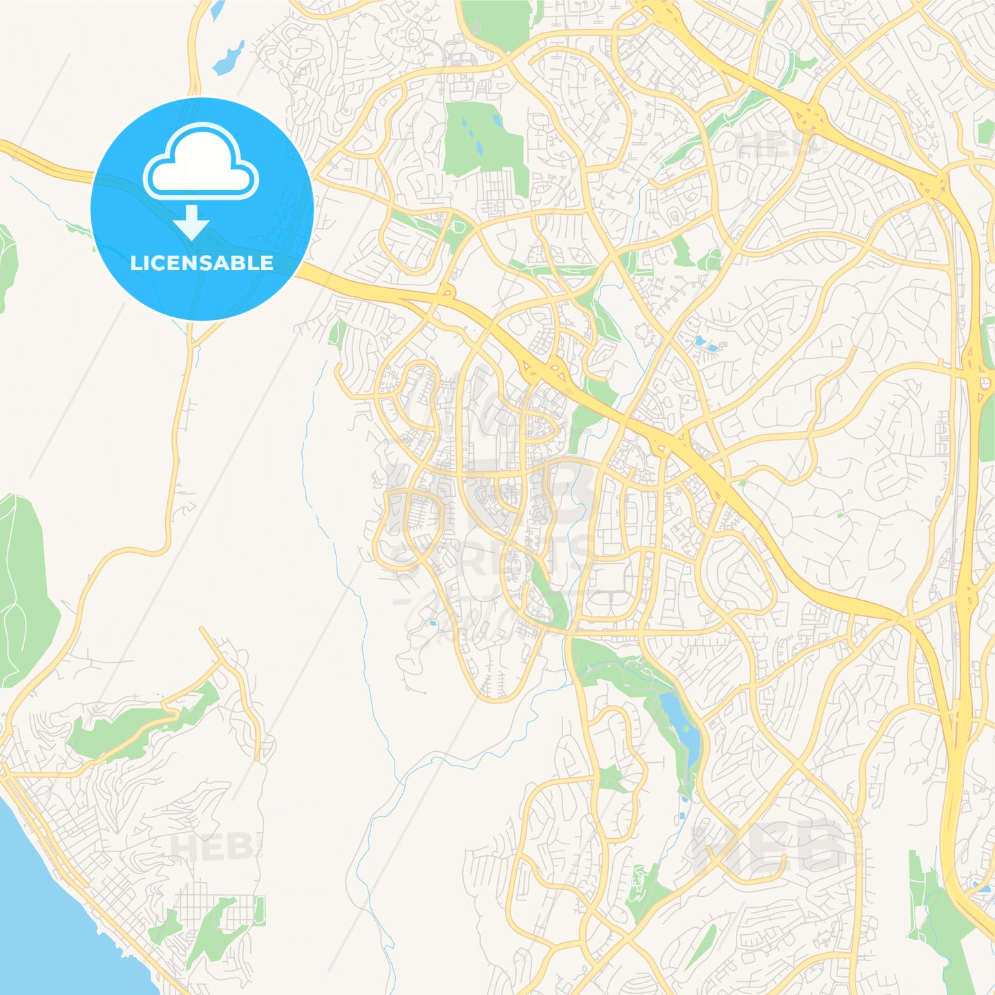 Empty vector map of Aliso Viejo, California, United States of America ...