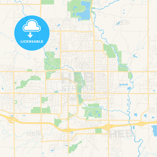 Empty vector map of Ames, Iowa, USA