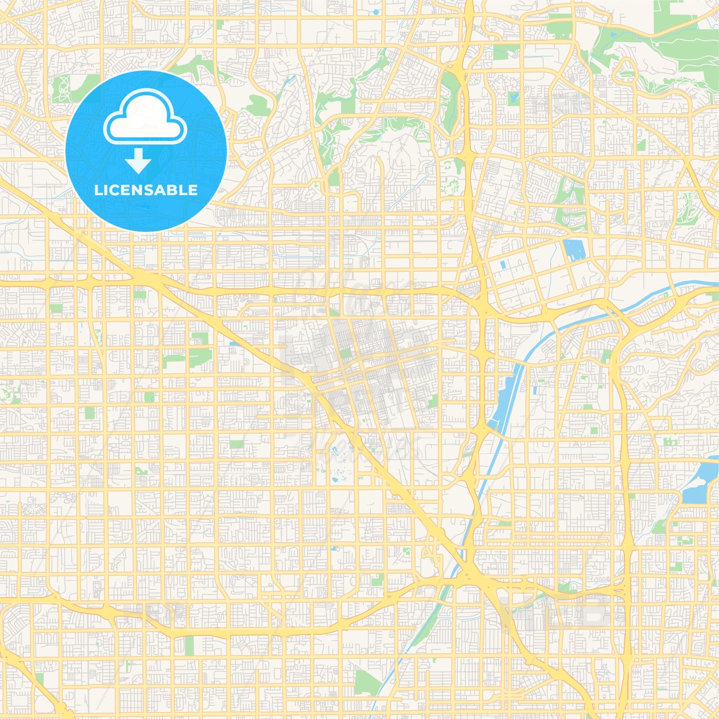 Empty vector map of Anaheim, California, USA