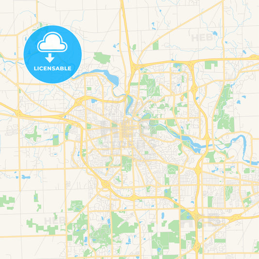 Empty vector map of Ann Arbor, Michigan, USA