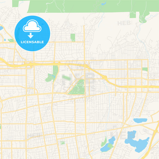 Empty vector map of Arcadia, California, USA