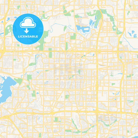 Empty vector map of Arlington, Texas, USA