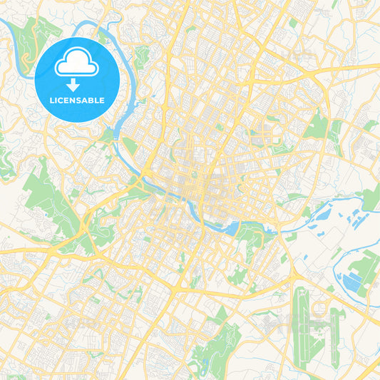 Empty vector map of Austin, Texas, USA