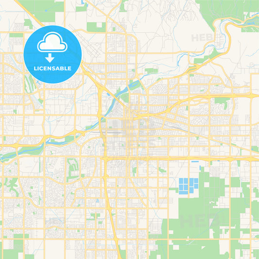 Empty vector map of Bakersfield, California, USA