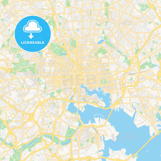 Empty vector map of Baltimore, Maryland, USA