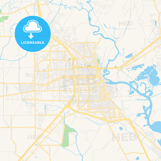 Empty vector map of Beaumont, Texas, USA