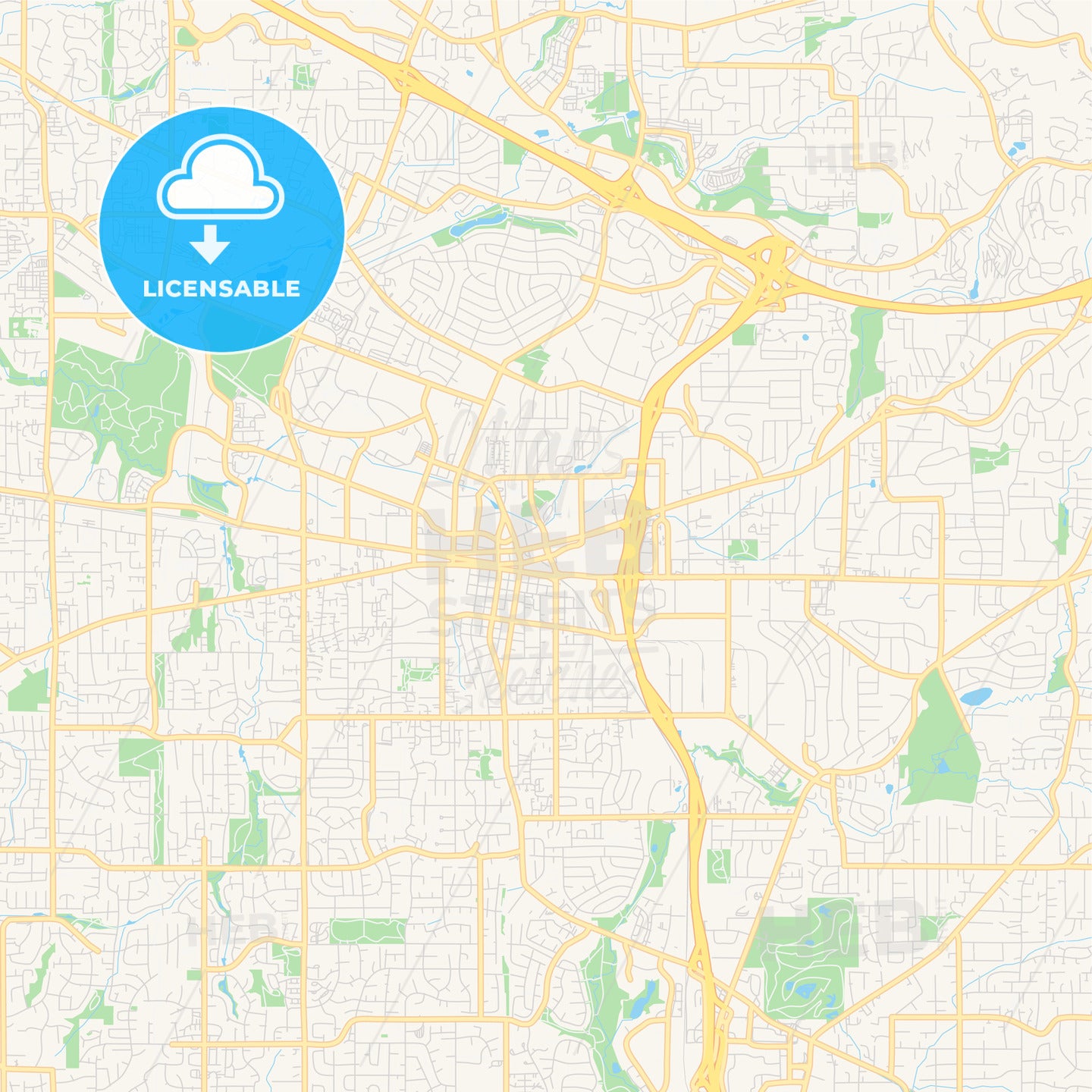 Empty vector map of Beaverton, Oregon, USA