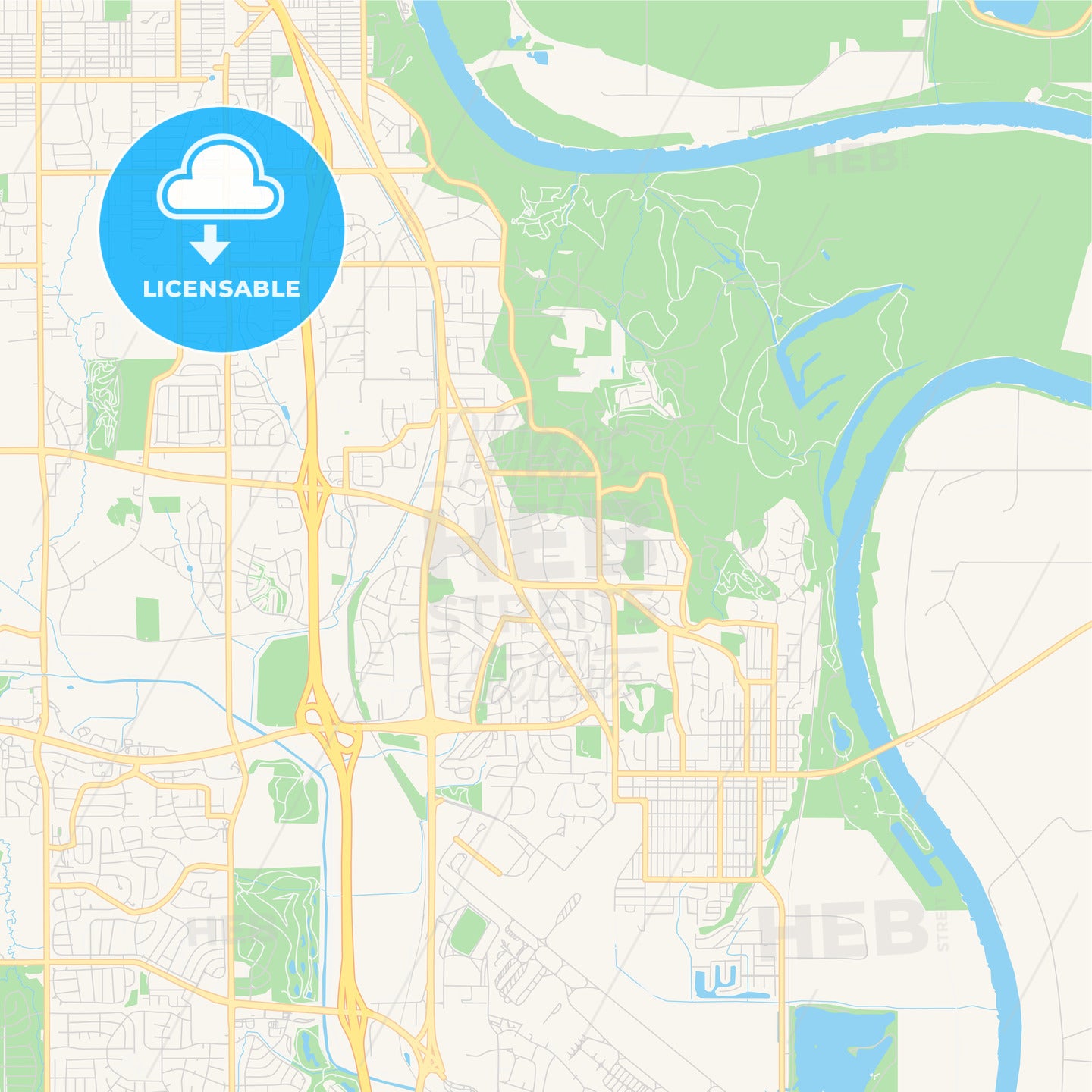 Empty vector map of Bellevue, Nebraska, United States of America