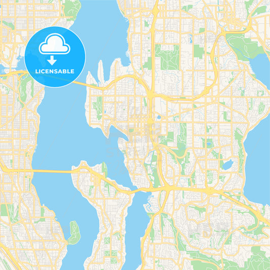Empty vector map of Bellevue, Washington, USA