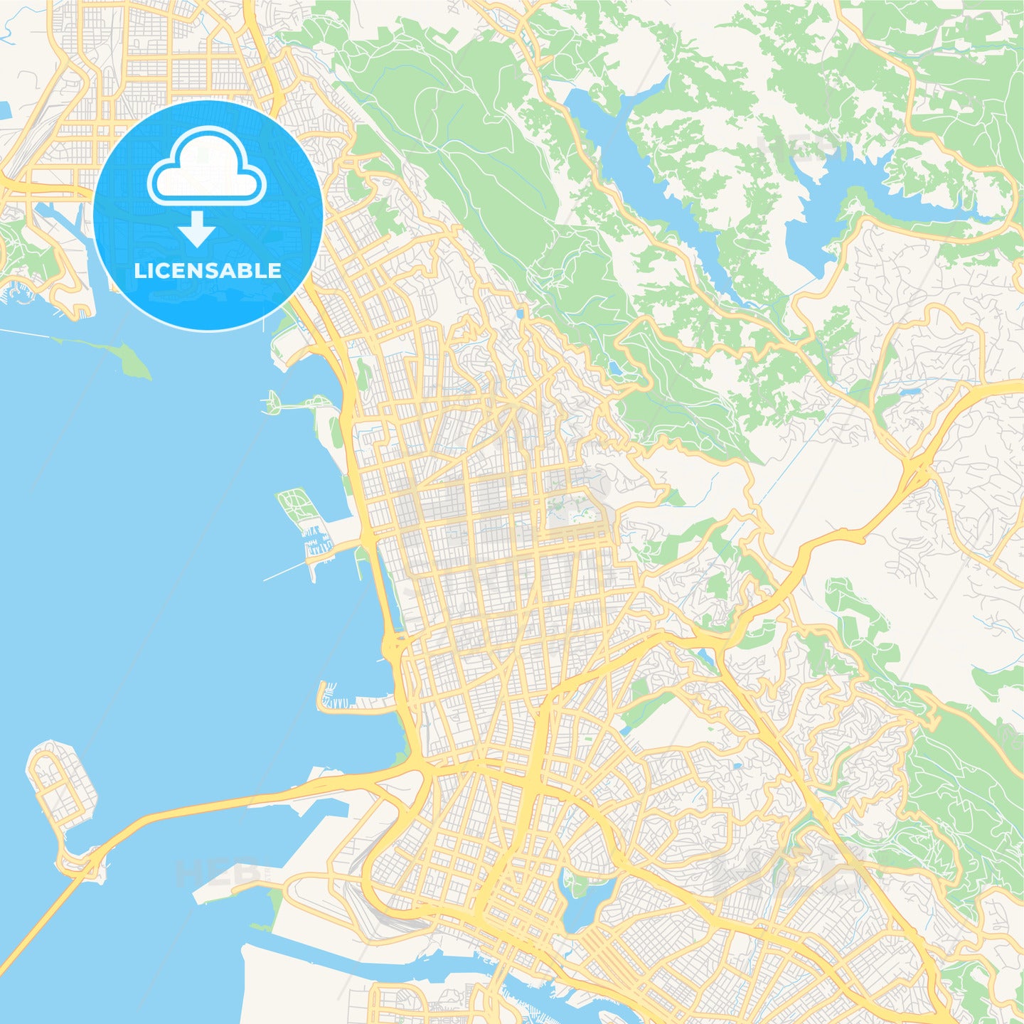 Empty vector map of Berkeley, California, USA